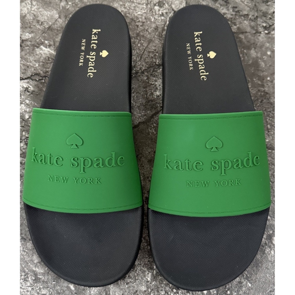 Kate Spade New York Womens Sunny Slides Vacation Pool Sandals Green Sz 11B